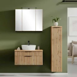 Wohnen Glasmöbel|Badezimmer Komplett*Badezimmermöbel Waschplatz Kombination - Crystoga (dreiteilig)