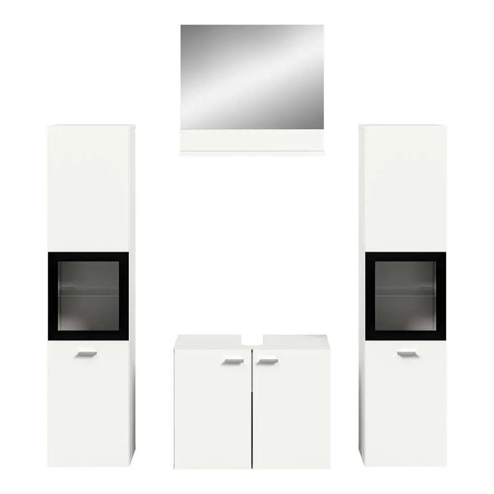 Wohnen Badezimmer Komplett*Badezimmermöbel-Kombi in Weiß - Harmone (vierteilig)