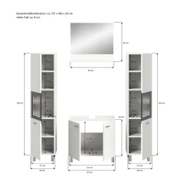 Wohnen Badezimmer Komplett*Badezimmermöbel-Kombi in Weiß - Harmone (vierteilig)