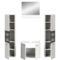 Wohnen Badezimmer Komplett*Badezimmermöbel-Kombi in Weiß - Harmone (vierteilig)