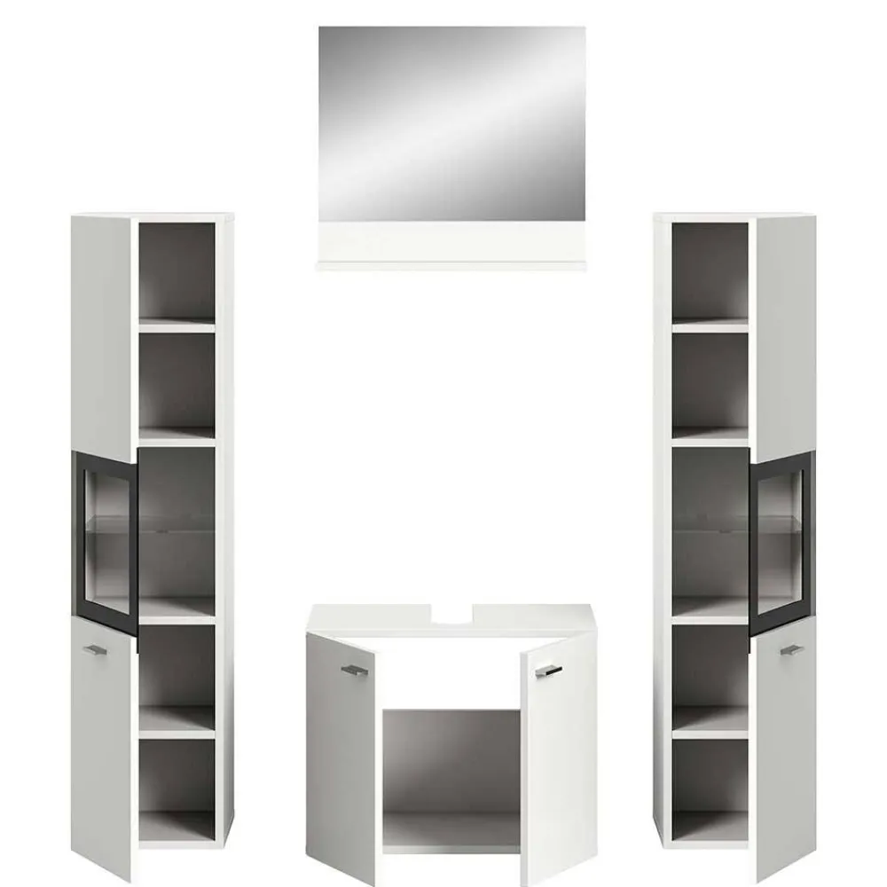 Wohnen Badezimmer Komplett*Badezimmermöbel-Kombi in Weiß - Harmone (vierteilig)