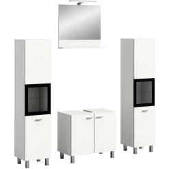 Wohnen Badezimmer Komplett*Badezimmermöbel-Kombi in Weiß - Harmone (vierteilig)