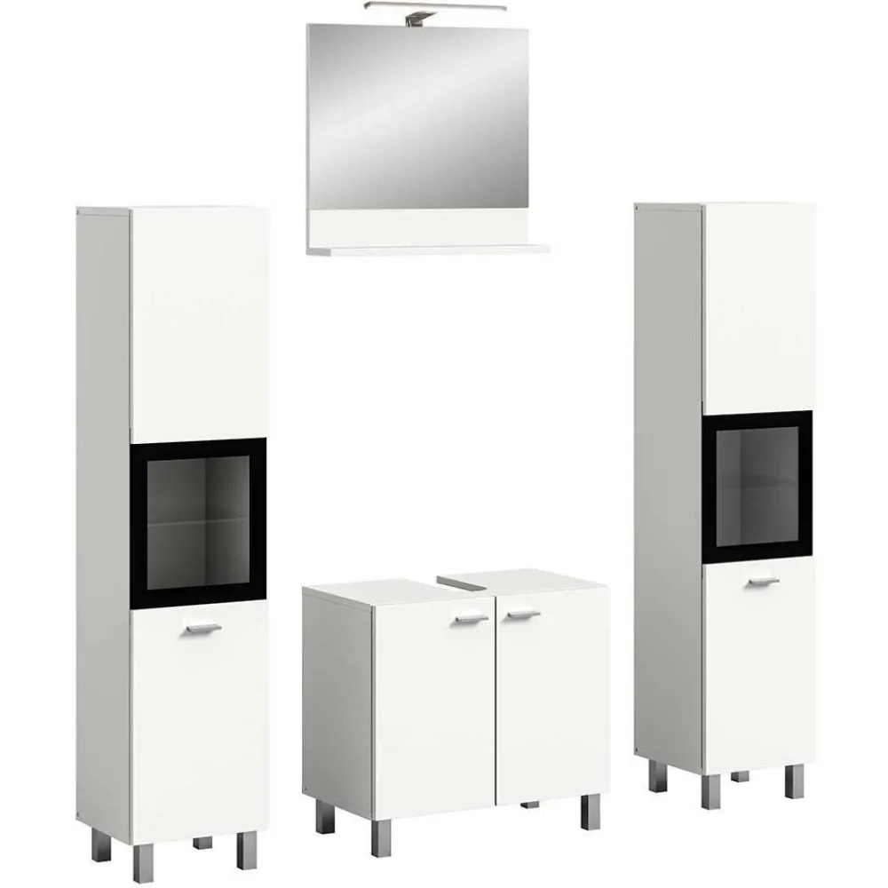 Wohnen Badezimmer Komplett*Badezimmermöbel-Kombi in Weiß - Harmone (vierteilig)