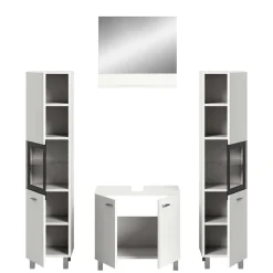 Wohnen Badezimmer Komplett*Badezimmermöbel-Kombi in Weiß - Harmone (vierteilig)