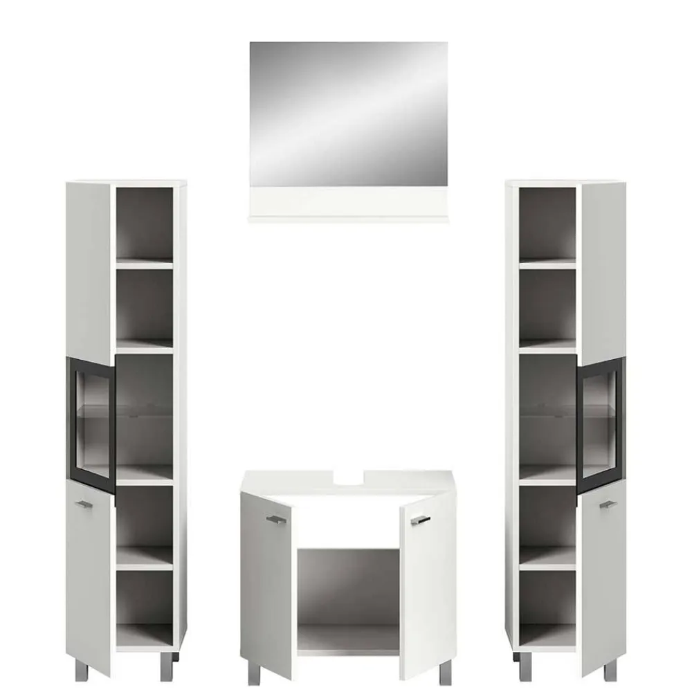 Wohnen Badezimmer Komplett*Badezimmermöbel-Kombi in Weiß - Harmone (vierteilig)