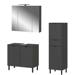 Wohnen Badezimmermöbel-Set in Dunkelgrau - Quado (dreiteilig)