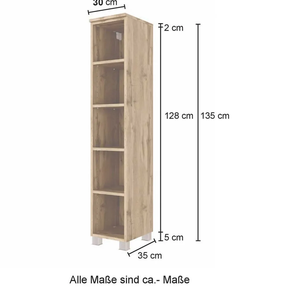 Wohnen Badezimmerregal im Wildeiche Holz Look - Tofias