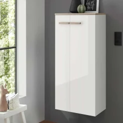 Wohnen Schränke|Badschränke*Badezimmerschrank in Weiß Hochglanz & Eiche - Vauflos