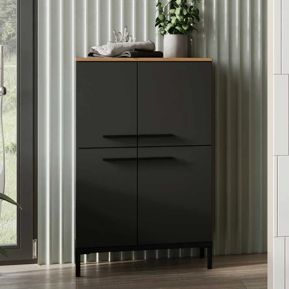 Wohnen Badezimmerschrank mit 4 Türen in Dunkelgrau - Lucrino