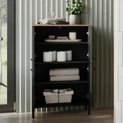 Wohnen Badezimmerschrank mit 4 Türen in Dunkelgrau - Lucrino