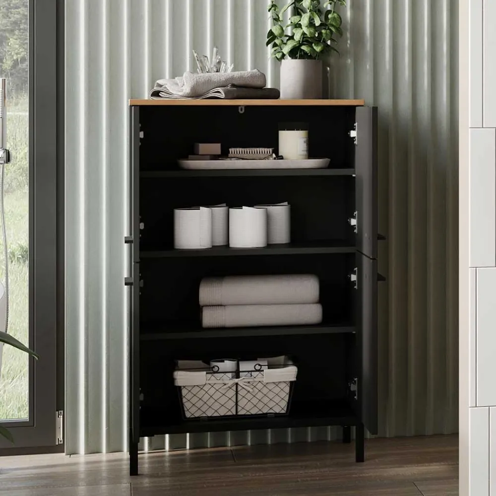 Wohnen Badezimmerschrank mit 4 Türen in Dunkelgrau - Lucrino