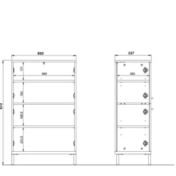 Wohnen Badezimmerschrank mit 4 Türen in Dunkelgrau - Lucrino