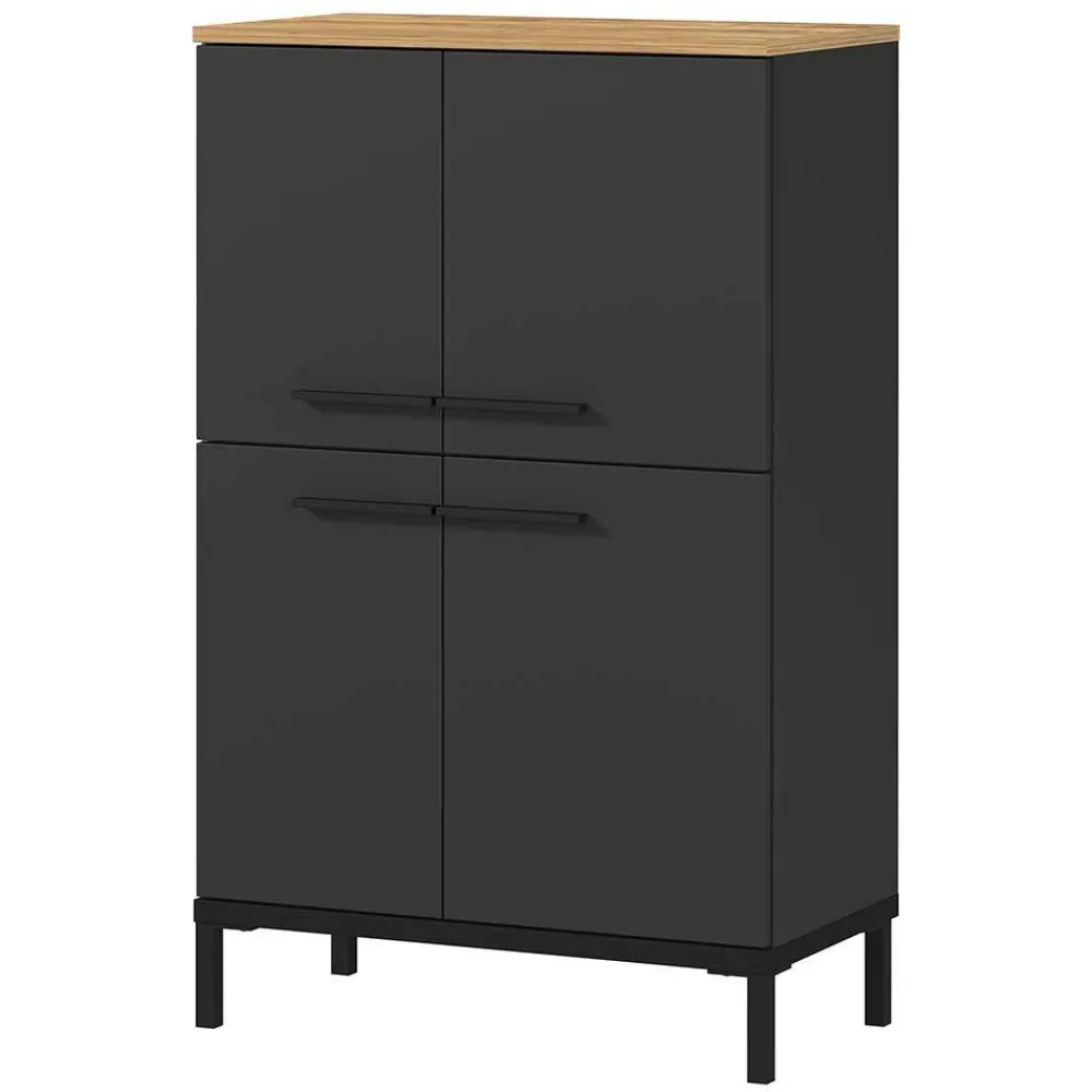 Wohnen Badezimmerschrank mit 4 Türen in Dunkelgrau - Lucrino