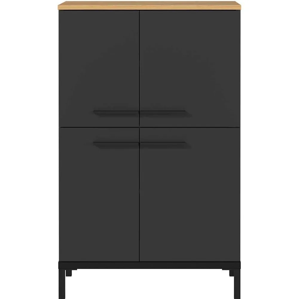 Wohnen Badezimmerschrank mit 4 Türen in Dunkelgrau - Lucrino