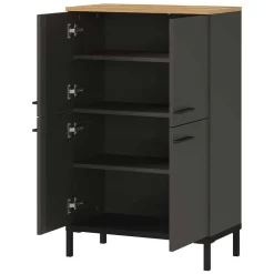 Wohnen Badezimmerschrank mit 4 Türen in Dunkelgrau - Lucrino