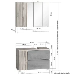Wohnen Badezimmerschränke Set modern - Eight (dreiteilig)