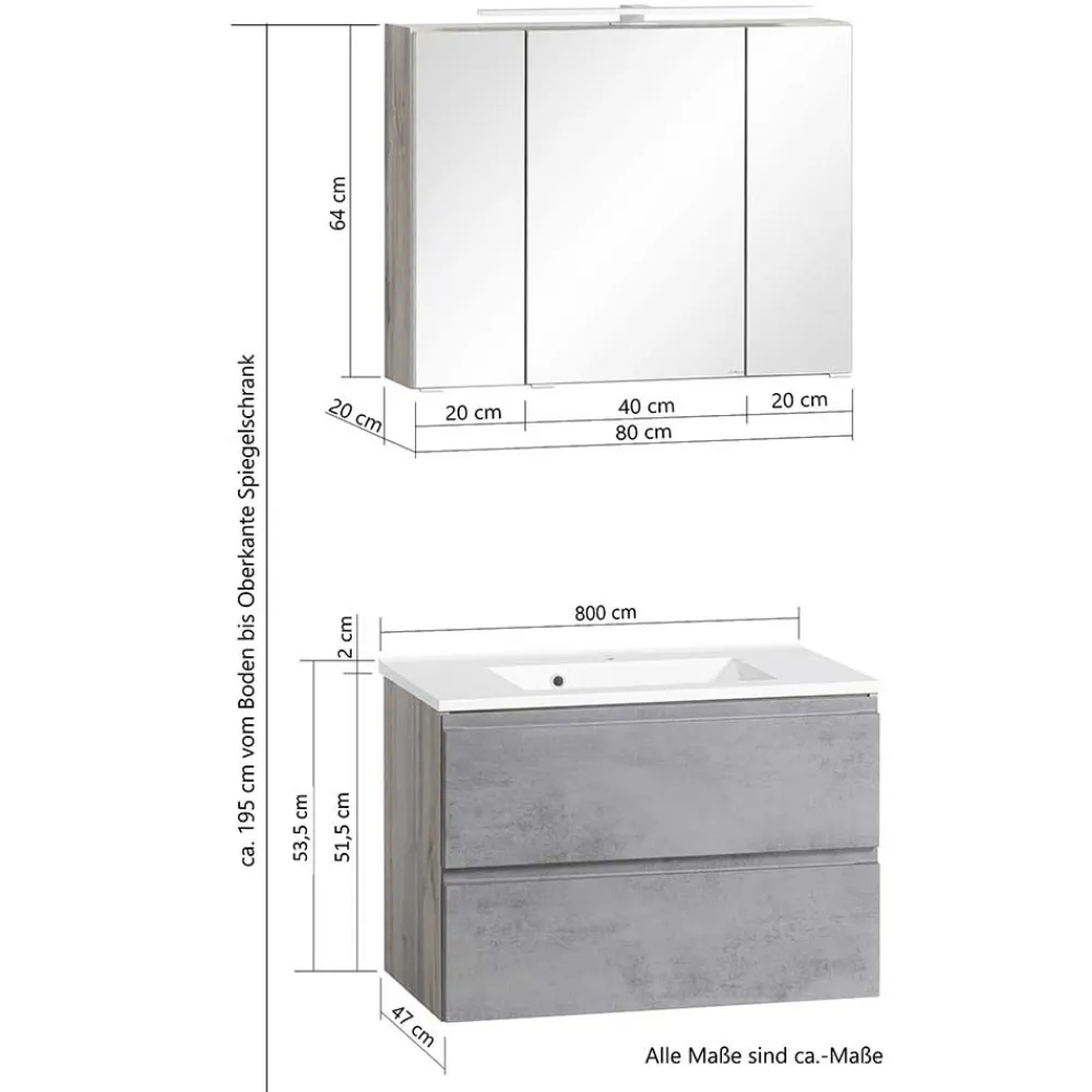 Wohnen Badezimmer Komplett*Badmöbel als komplettes Set - Mia (fünfteilig)