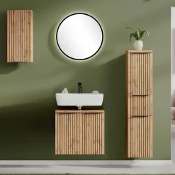 Wohnen Schwarze Möbel|Glasmöbel*Badmöbel Ausstattung in modernem Design - Crystoga (vierteilig)