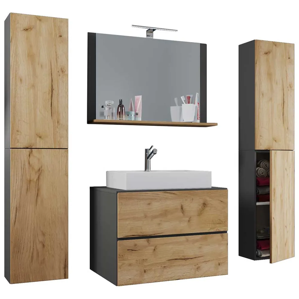 Wohnen Badezimmer Komplett*Badmöbel Block Einzelmöbel Set - Effect (vierteilig)