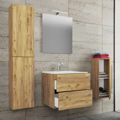 Wohnen Badmöbel Einrichtungsset - Holz Look - Karin (vierteilig)