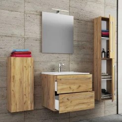 Wohnen Badmöbel Einrichtungsset - Holz Look - Karin (vierteilig)