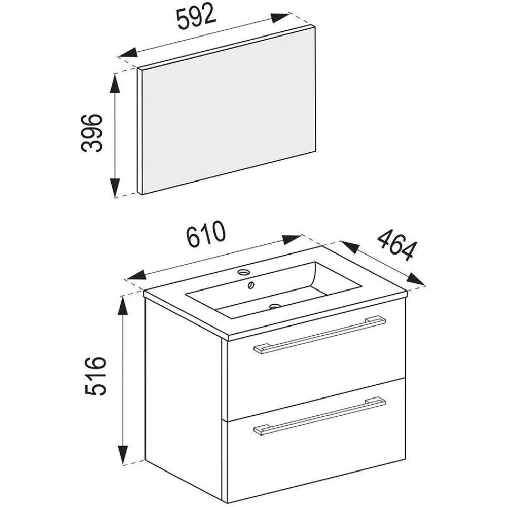 Wohnen Badmöbel Einrichtungsset - Holz Look - Karin (vierteilig)