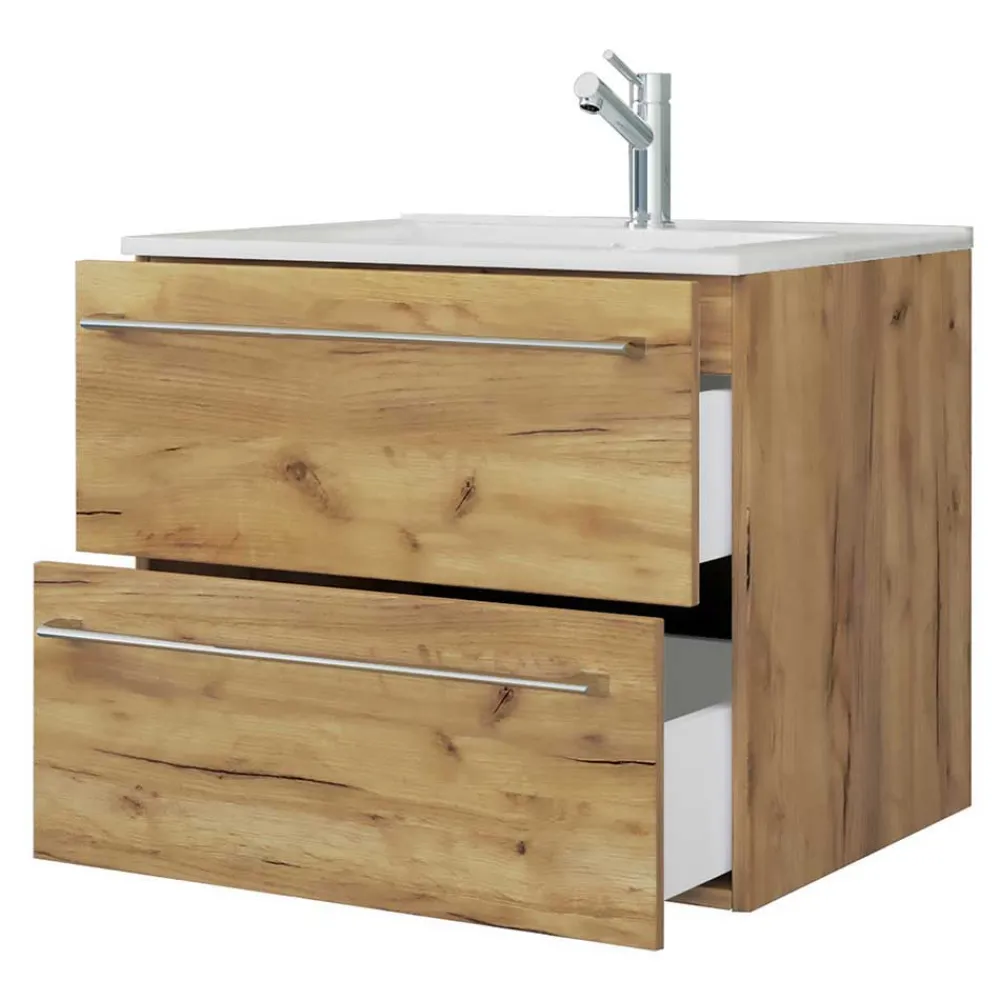 Wohnen Badmöbel Einrichtungsset - Holz Look - Karin (vierteilig)