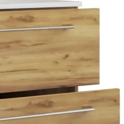 Wohnen Badmöbel Einrichtungsset - Holz Look - Karin (vierteilig)