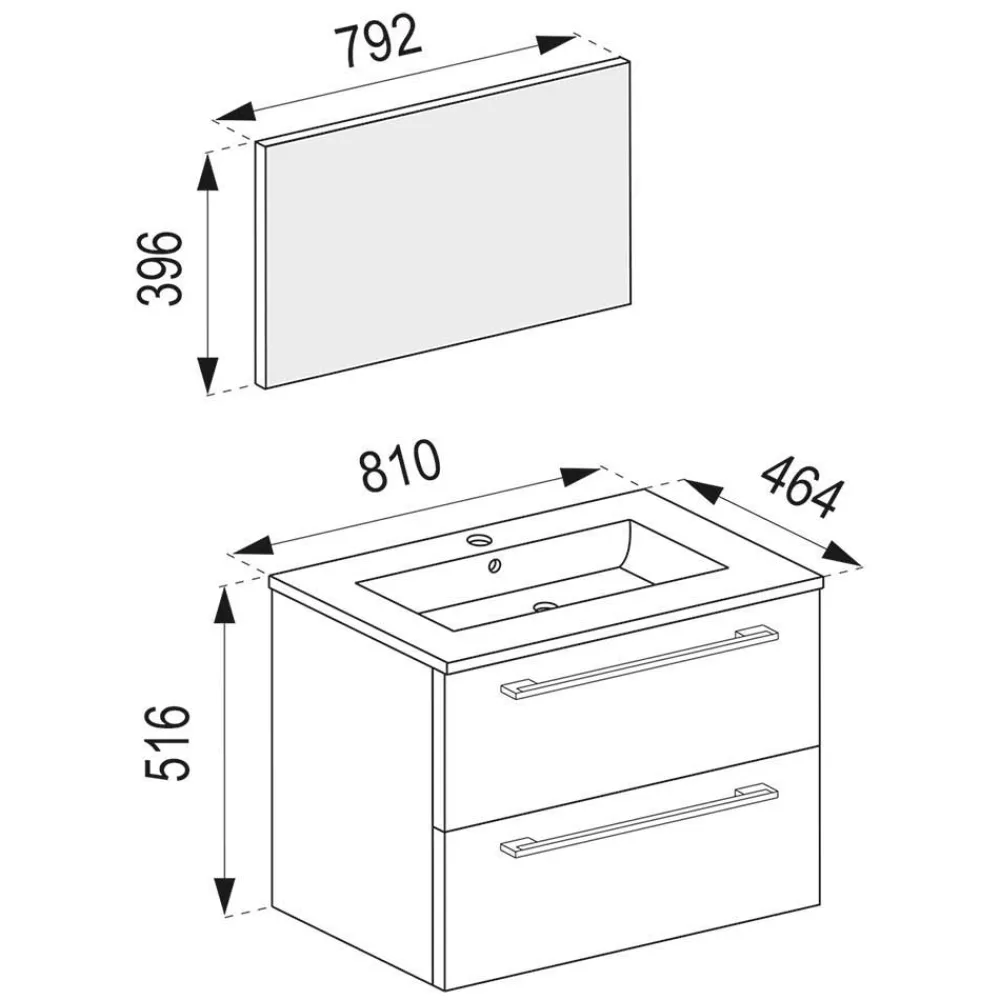 Wohnen Badmöbel Einrichtungsset für Wandmontage - Caleena (dreiteilig)