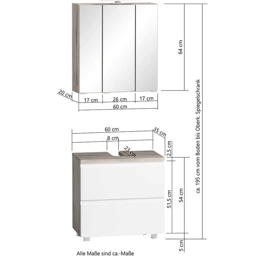 Wohnen Badezimmer Komplett*Badmöbel im Modernen Stil Set - Eight (fünfteilig)