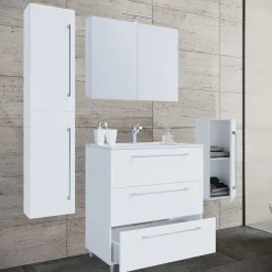 Wohnen Badezimmer Komplett*Badmöbel im Set 126 cm breit - Ipsum (vierteilig)