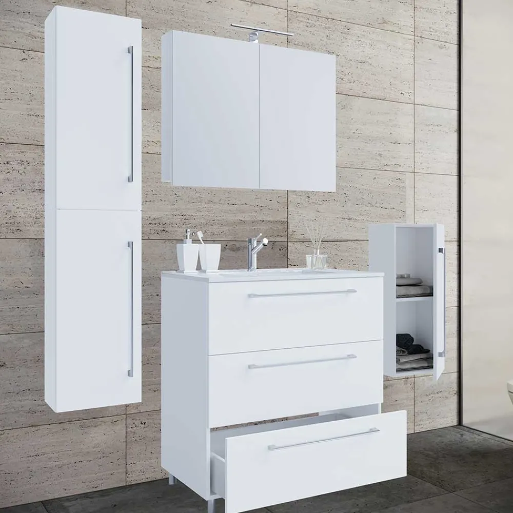 Wohnen Badezimmer Komplett*Badmöbel im Set 126 cm breit - Ipsum (vierteilig)