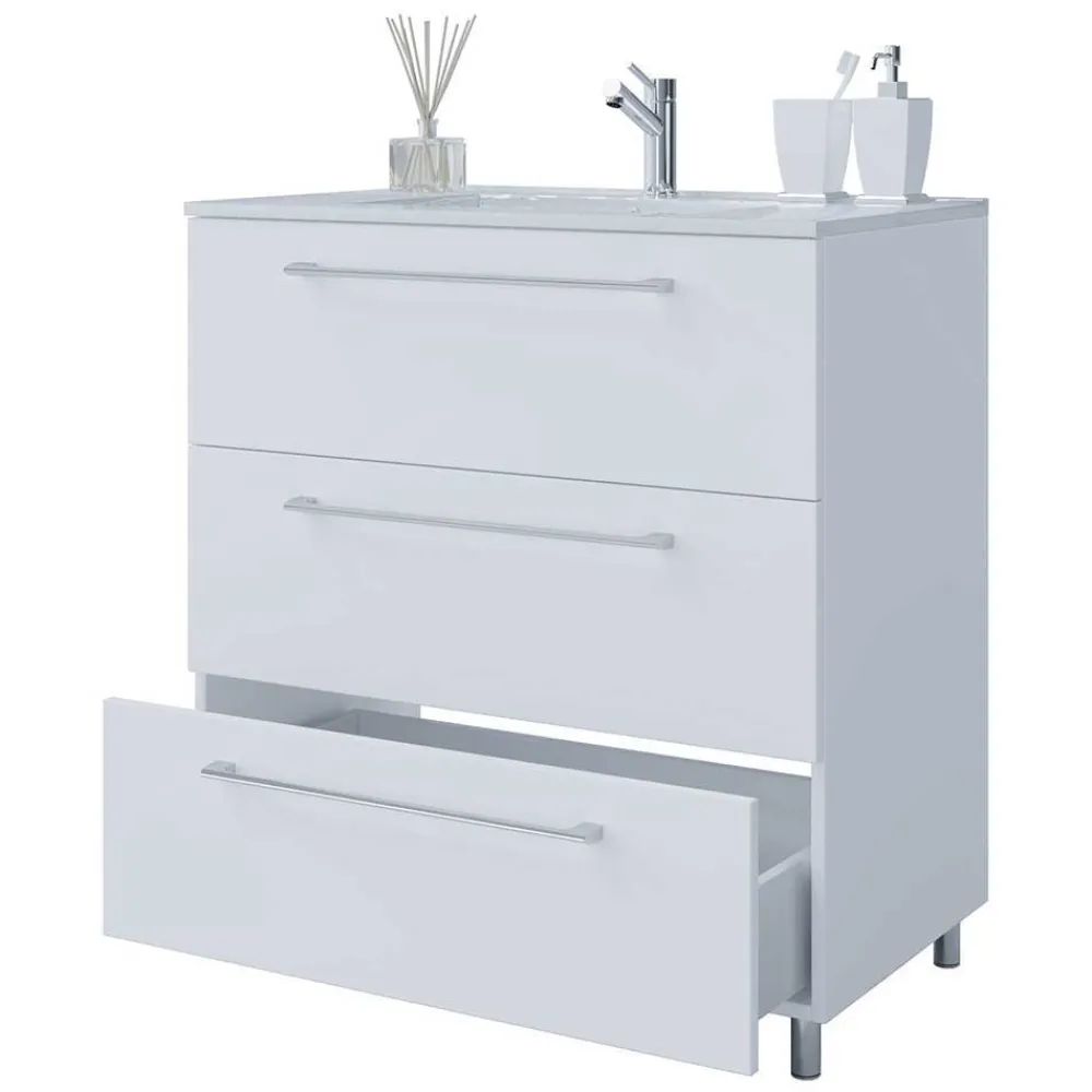 Wohnen Badezimmer Komplett*Badmöbel im Set 126 cm breit - Ipsum (vierteilig)