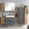 Wohnen Badezimmer Komplett*Badmöbel in Beton Optik & Wildeiche - Mia (dreiteilig)