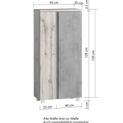 Wohnen Badezimmer Komplett*Badmöbel in Beton Optik & Wildeiche - Mia (dreiteilig)