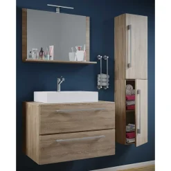 Wohnen Badmöbel in Holzoptik Sonoma-Eiche - Caleena (dreiteilig)