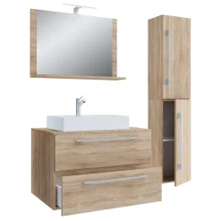 Wohnen Badmöbel in Holzoptik Sonoma-Eiche - Caleena (dreiteilig)