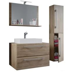 Wohnen Badmöbel in Holzoptik Sonoma-Eiche - Caleena (dreiteilig)