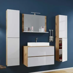 Wohnen Badmöbel in Weiß & Wildeiche Honig - Cabarete (vierteilig)