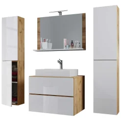 Wohnen Badmöbel in Weiß & Wildeiche Honig - Cabarete (vierteilig)