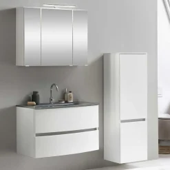 Wohnen Badmöbel in Weiß Kombination - Mesciria (dreiteilig)