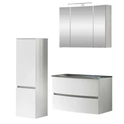 Wohnen Badmöbel in Weiß Kombination - Mesciria (dreiteilig)
