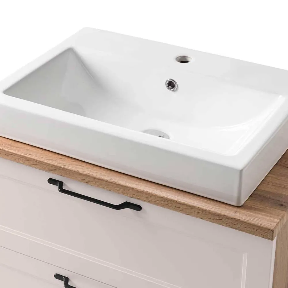 Wohnen Badezimmer Komplett*Badmöbel inklusive Aufsatzbecken Set - Trioto (vierteilig)