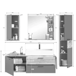 Wohnen Badmöbel Kombination hängend - Depart (vierteilig)