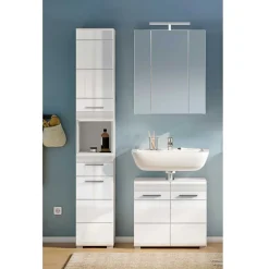 Wohnen Glasmöbel|Badezimmer Komplett*Badmöbel Kombination Hochglanz - Whale (dreiteilig)