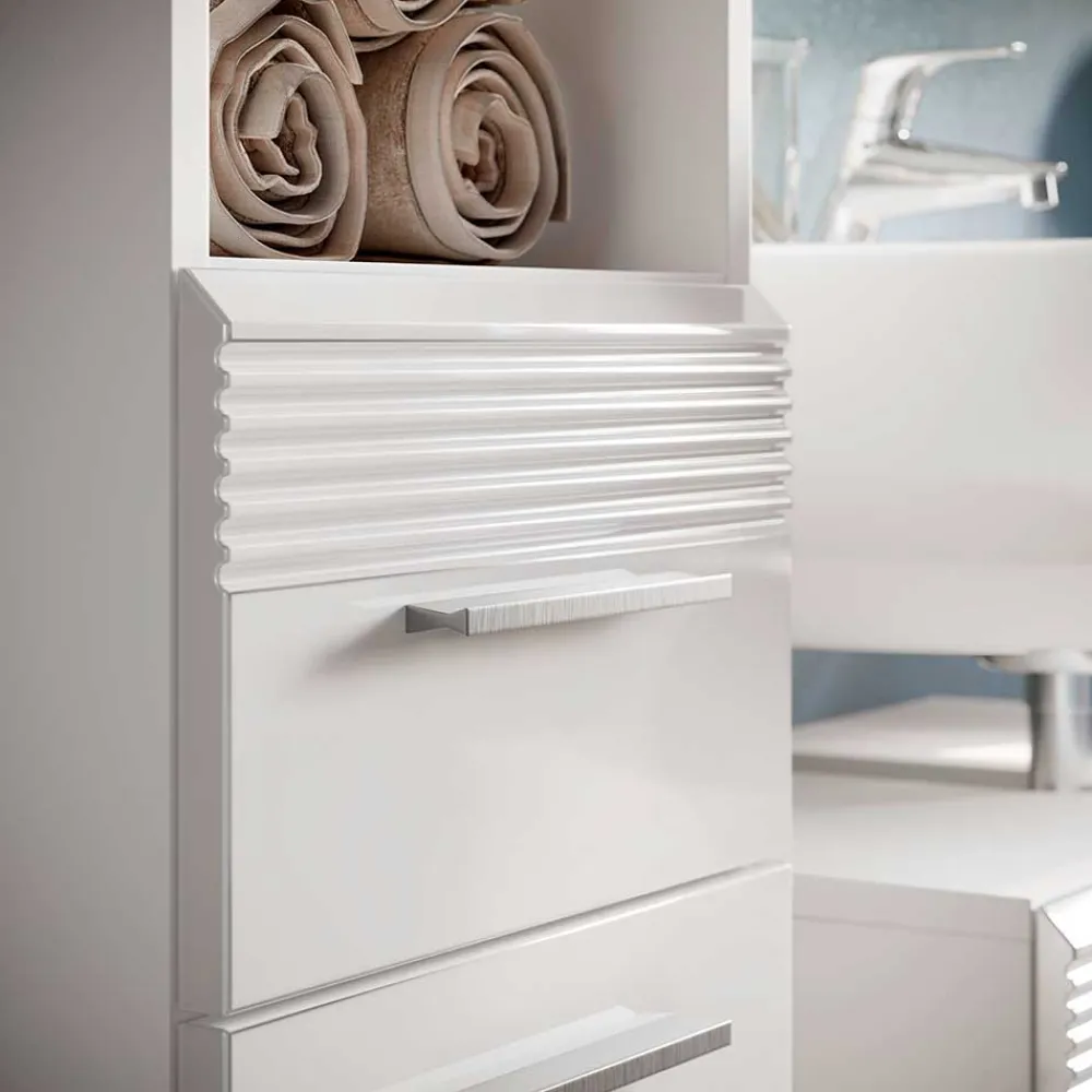 Wohnen Glasmöbel|Badezimmer Komplett*Badmöbel Kombination Hochglanz - Whale (dreiteilig)