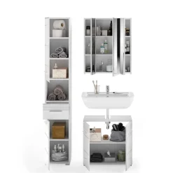 Wohnen Glasmöbel|Badezimmer Komplett*Badmöbel Kombination Hochglanz - Whale (dreiteilig)