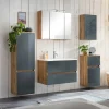 Wohnen Badezimmer Komplett*Badmöbel Kombination in Grau Glas - Anviletca (fünfteilig)