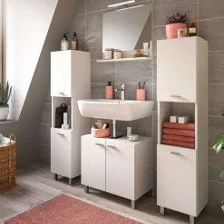 Wohnen Badmöbel Kombination in Weiß - Harmone (vierteilig)