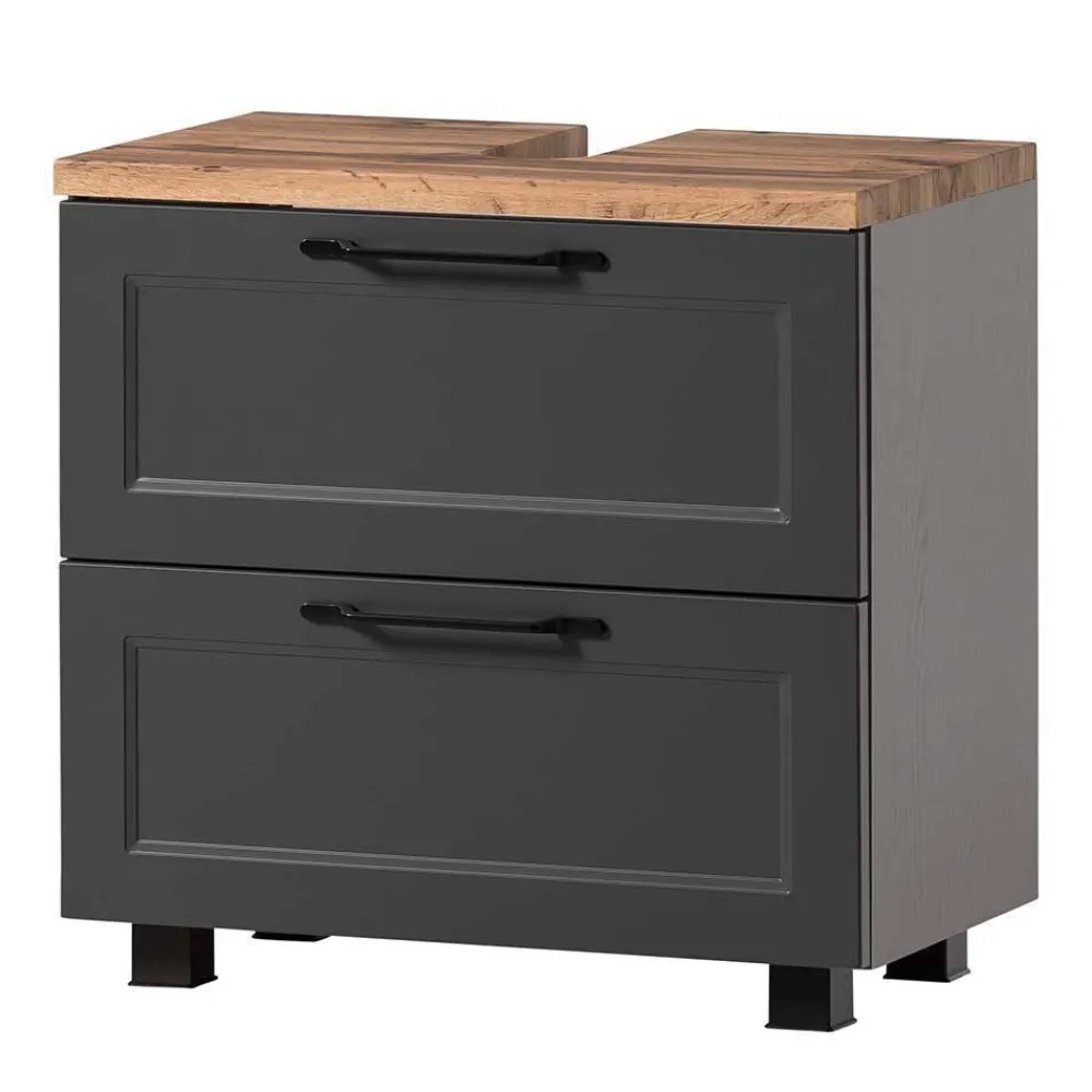 Wohnen Badezimmer Komplett*Badmöbel Kombination zweifarbig - Novelya (fünfteilig)